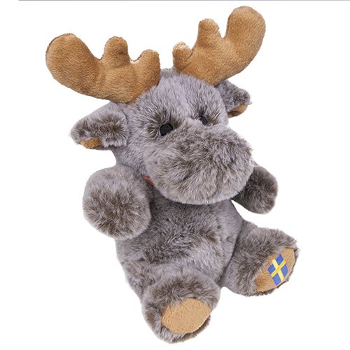 Älg med svensk flagga på fot