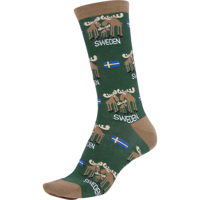 Strumpor FROST Älgtrio småmönstrad, grön/brun strl. 35-39